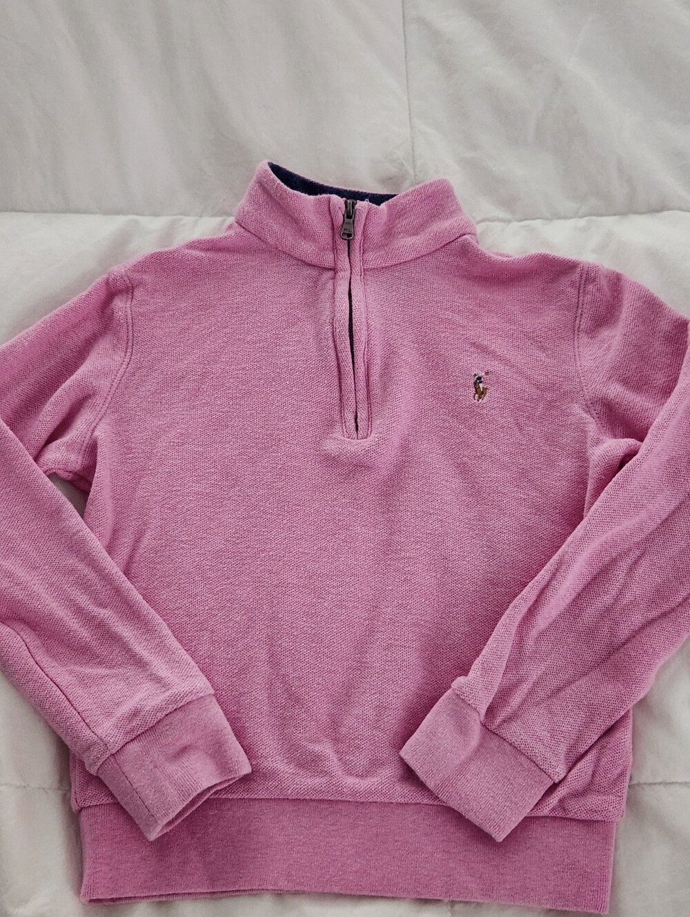 Polo Ralph Lauren Pink Logo Knit Sweater 1/4 Zip Mock Neck Size 5 girls/boys